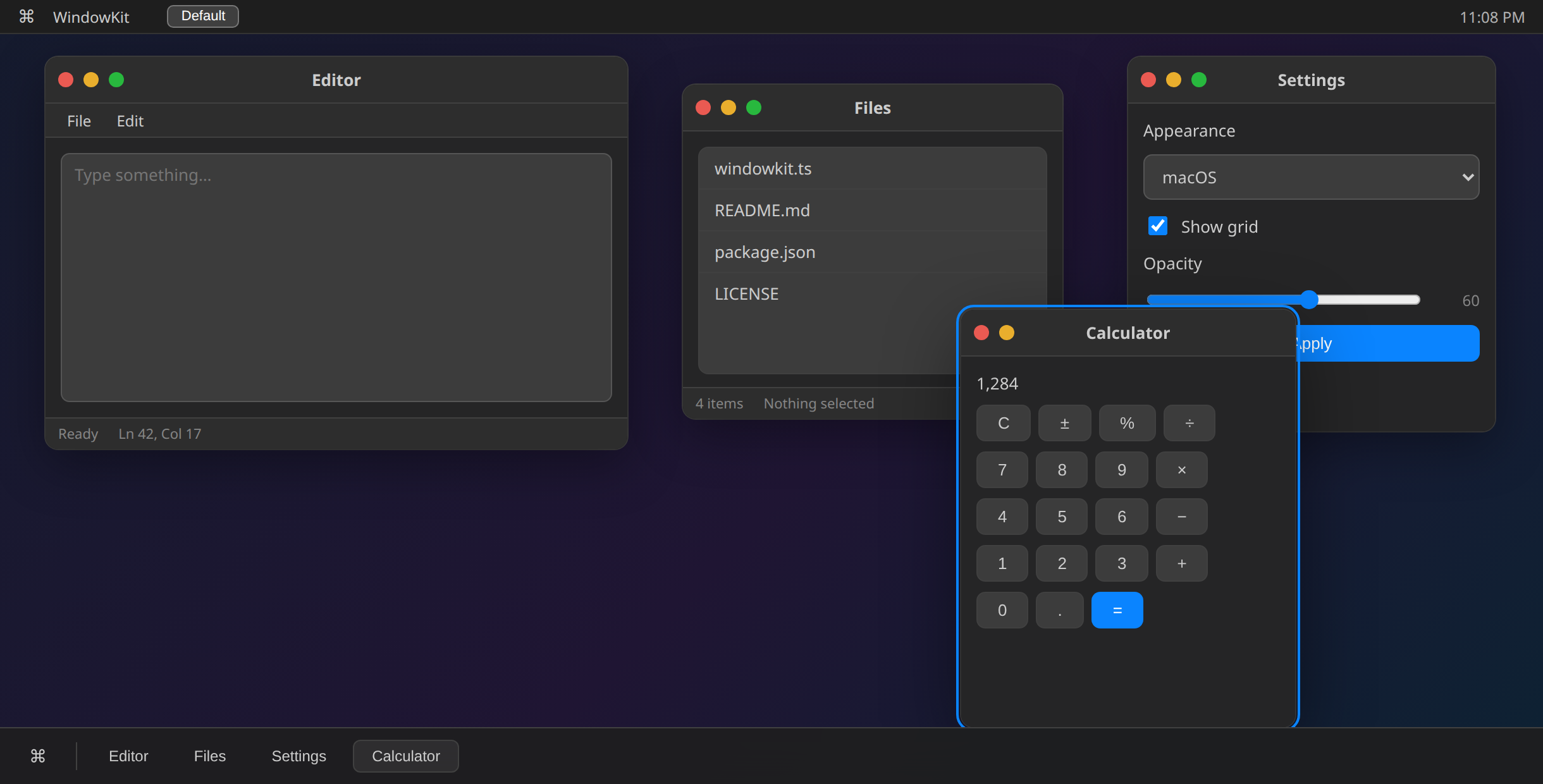 macOS dark theme